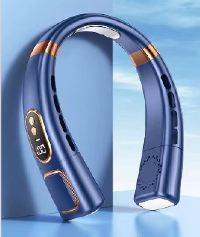 Hanging Neck Fan USB Charging Ice Porcelain Cooling Hanging Neck Fan 360-degree Air Flow Intelligent Digital Display Lighting