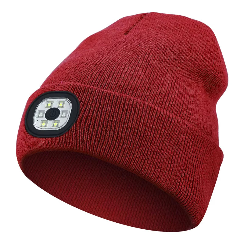 Music Cap Wireless Music Bluetooth 5.0 Headphone Beanie Hat With LED Light HD Stereo Speakers Handfree Headset Call MIC