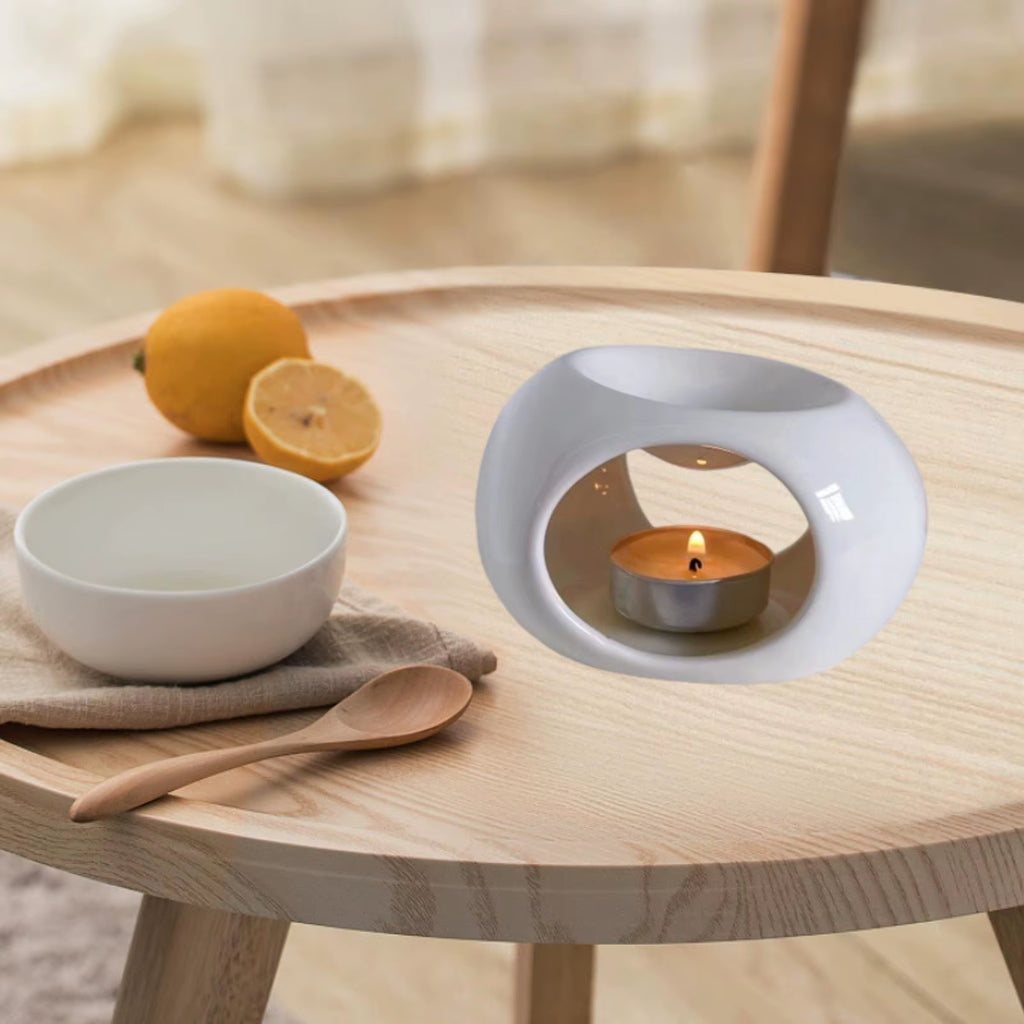 Essential Oil Burner Aroma Melt Warmer Indoor Ceramic Diffuser Tealight Candle Holder for Meditation Valentines Living Room