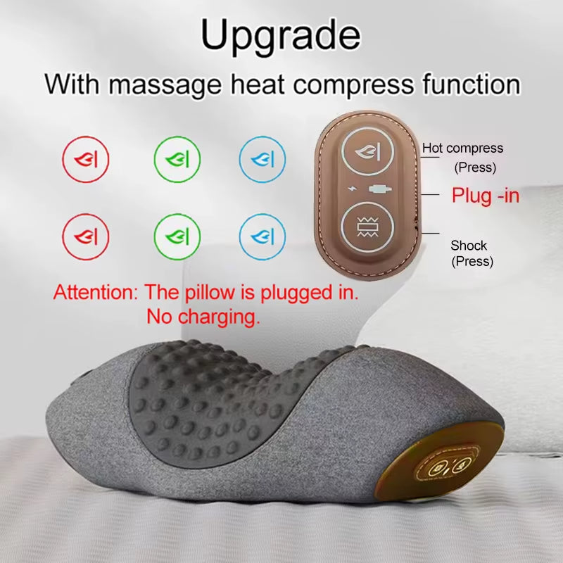 Electric Neck Massager Pillow Cervical Stretcher Heating Vibration Massage Back Traction Orthopedic Sleeping Pillows Support
