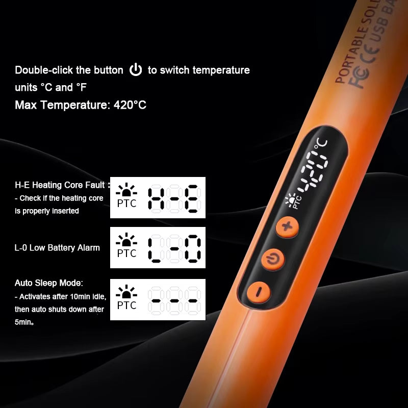 Mini Portable Digital USB Soldering Iron LED Display Rechargeable Battery DIY Electronics Home Appliance Repair Soldering Kits