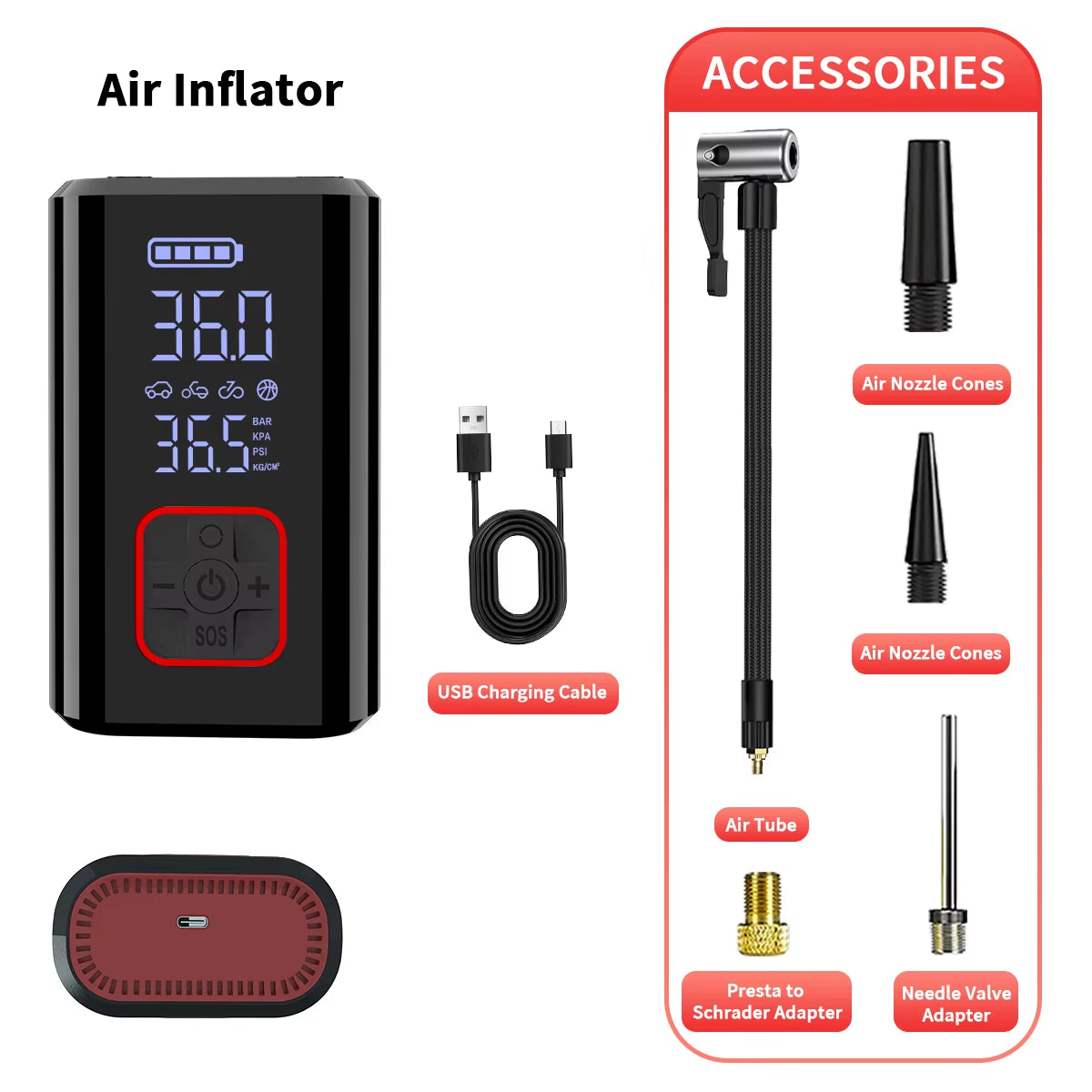 Cordless 150PSI Car Air Compressor Wireless Portable with Digital Gauge Tire Inflator Car Air Pump for Motorcycle Bike Ball