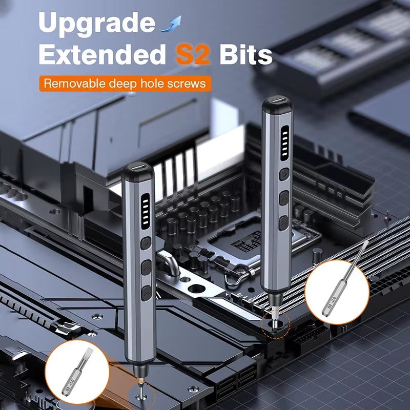 New Electric Screwdriver Set Precision Power Tool Kit  Rechargeable With LED Light 30 Bits For PC Mobile Phone Repair Tools DIY