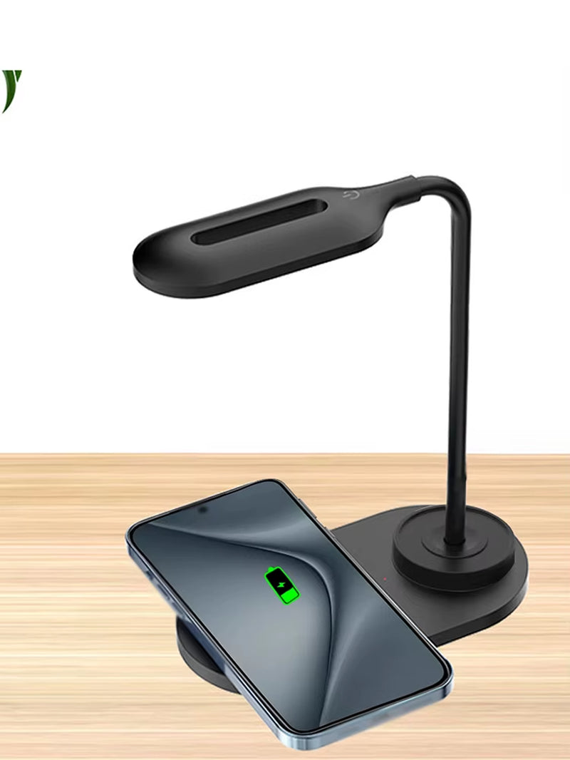 Two in one cell phone wireless touch fast charging eye protection night light, desk lamp LED lamp beads three gears dimming