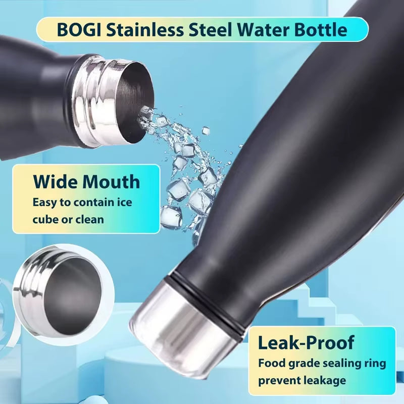 500/750ml Stainless Steel Sports Water Cup Sports Kettle Single-layer Double-wall Thermal Insulation Vacuum Bottle