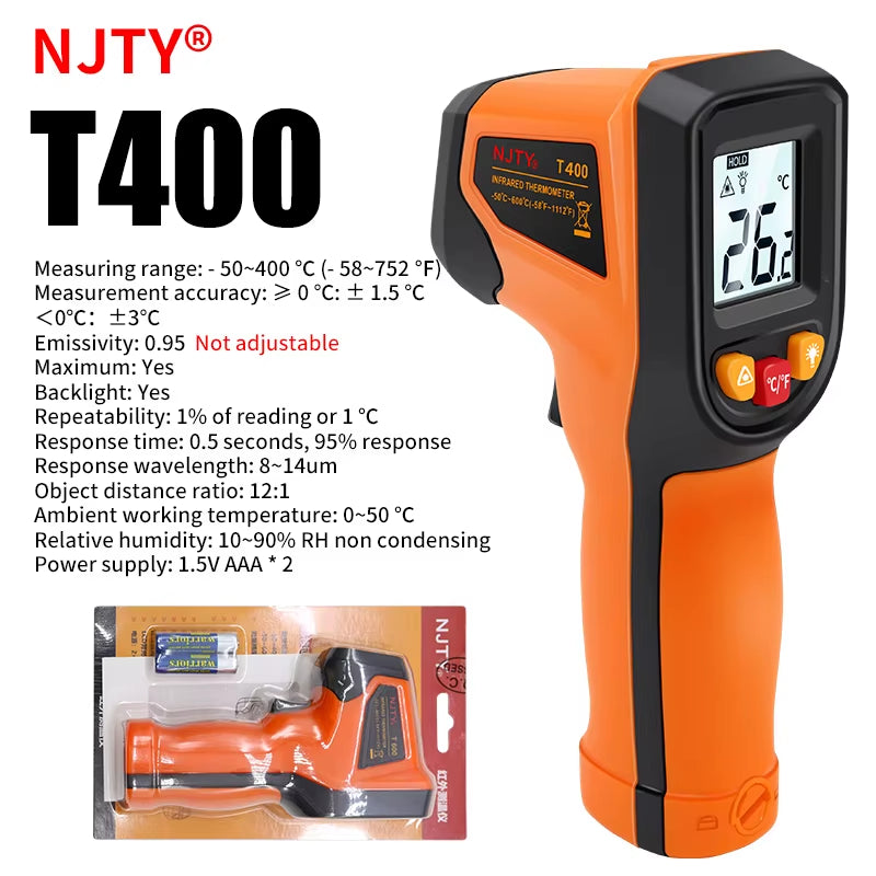 Infrared Thermometer , Handheld Heat Temperature For Cooking Tester, Pizza Oven, Grill & Engine - Laser Surface Temp Read