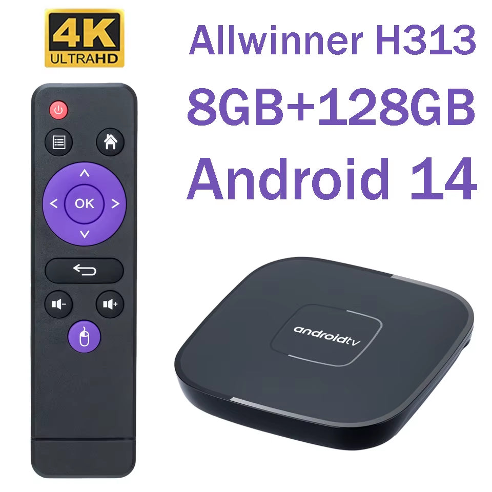 Original  A1 Android 14.0 TV BOX Allwinner H313 Quad Core 8GB 128GB Wifi 4K 4GB 64GB Smart Set Top Box Media Player  IPTV