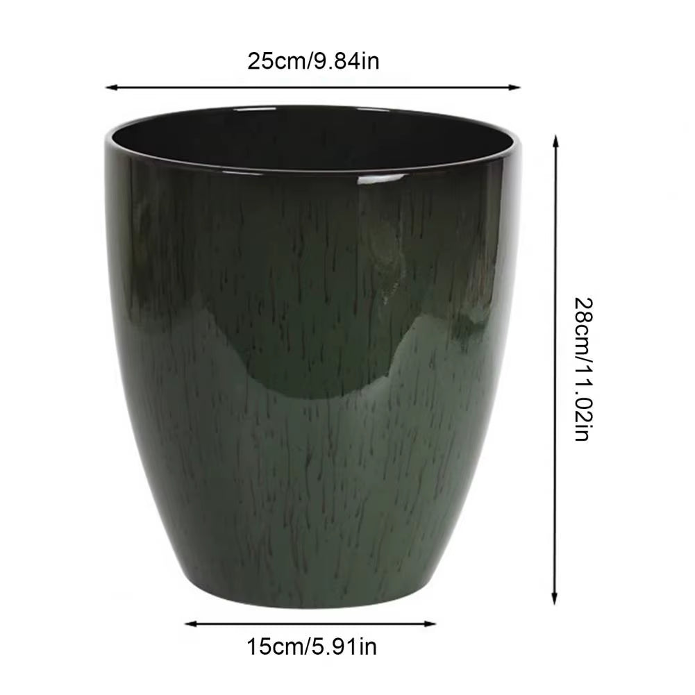 28cm Height Deep Flower Pot Imitation Ceramic Resin Monstera Planter Saucer For Indoor Outdoor Plants Home Garden Office Decor