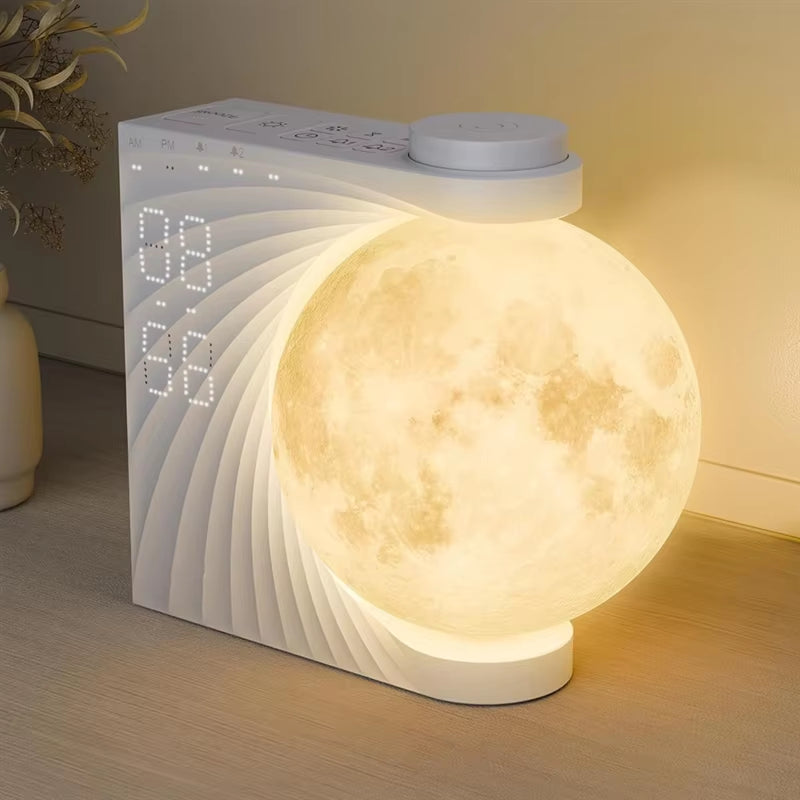 G6-Sunrise Alarm Clock For Bedrooms, Moon Night Light Clock Wake Up Light For Kids Teens,White Noise Sound Machine