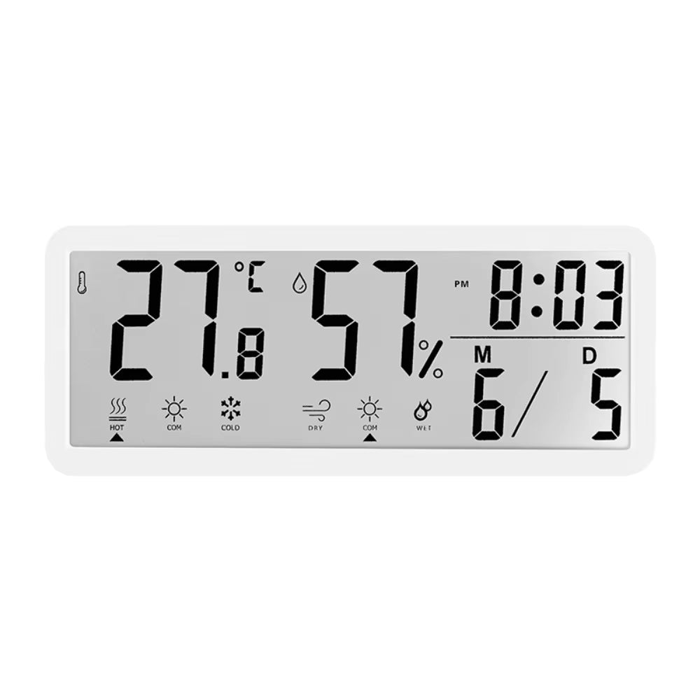 Large Screen LCD Digital Wall Clock Humidity Temperature Electronic Clock 12/24H Format Date Week Display Desktop Clock Bedroom