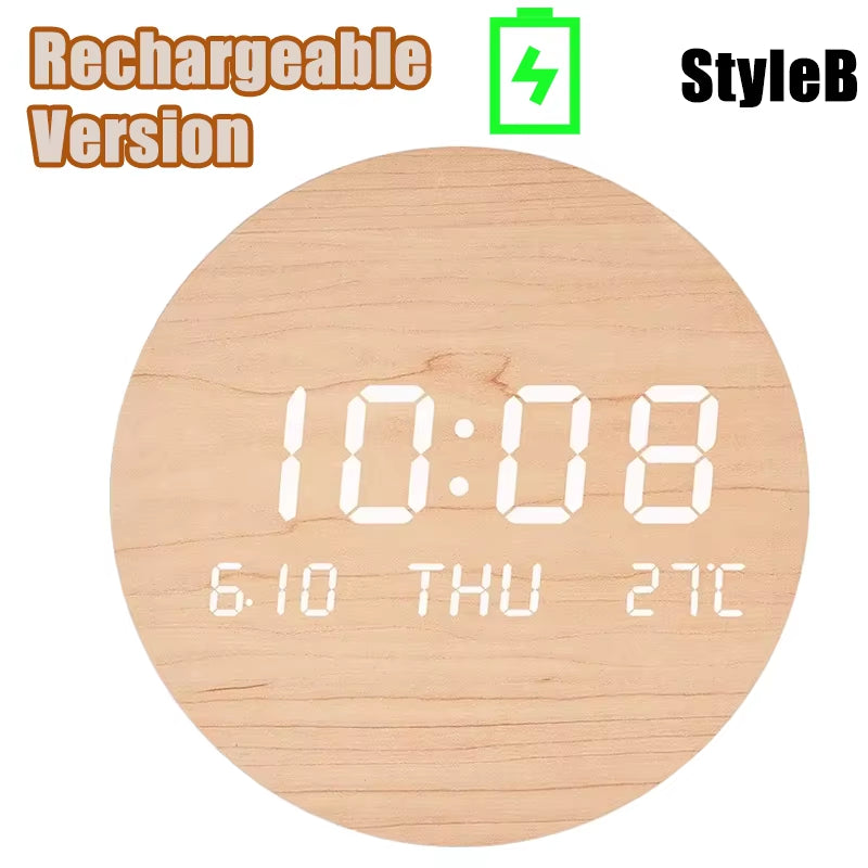 Simple Digital Wall Clock Temp Date Multi-function Display Large Screen LED Mute Clock Home Decor Living Room Decorative Clock