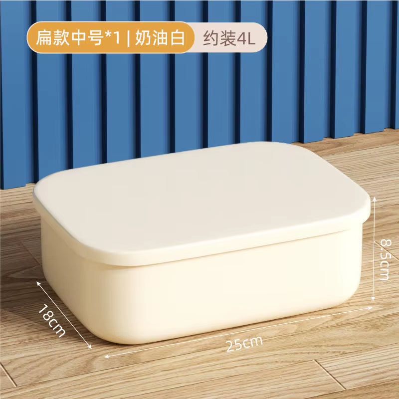 1pc/5pcs Ins Style Storage Box with Lid Dustproof Cosmetics Clothing Grocery Storage Bedroom Dormitory Storage Box Toy Storage