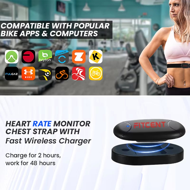 Rechargeable Heart Rate Monitor with Bluetooth ANT+ 5.3Khz Chest Strap Sensor for Peloton Zwift Polar Rowing Machine