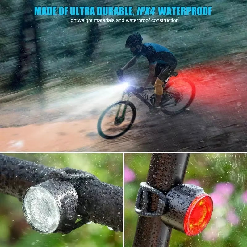 Rechargeable USB Bike Light Set Mini Night Safety Taillight & Headlight Combo LED Bicycle Lamp for Enhanced Visibility Riding