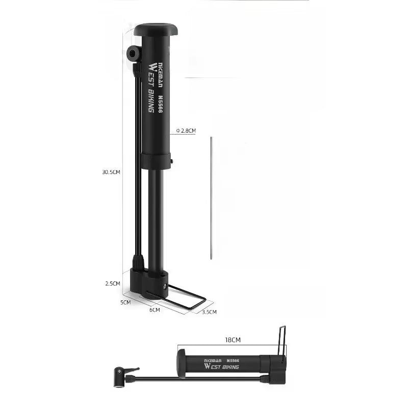 For MTB Bicycle Pump 80 PSI Bike Manual Cycling Accesories for West Biking Air Pump Balloon Tire Inflator Valve Floor Pump