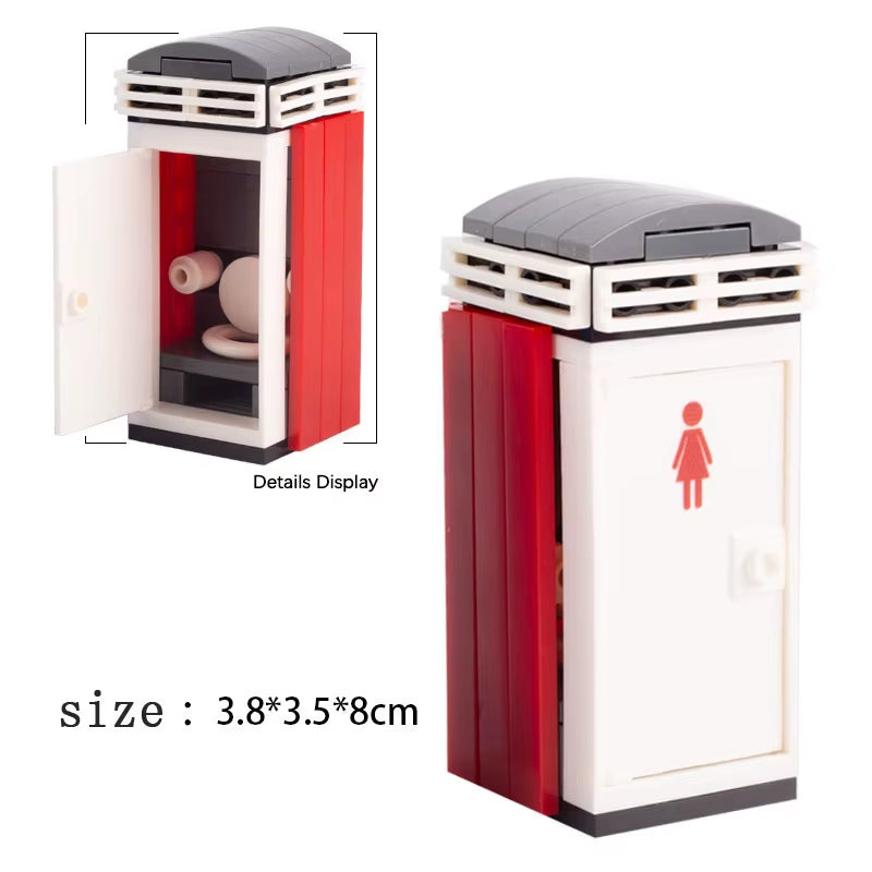 MOC Dog Wast Building Blocks Trash Can ATM Cash Point City Street View Postbox Telephone Booth Bricks Toys Kids Gift