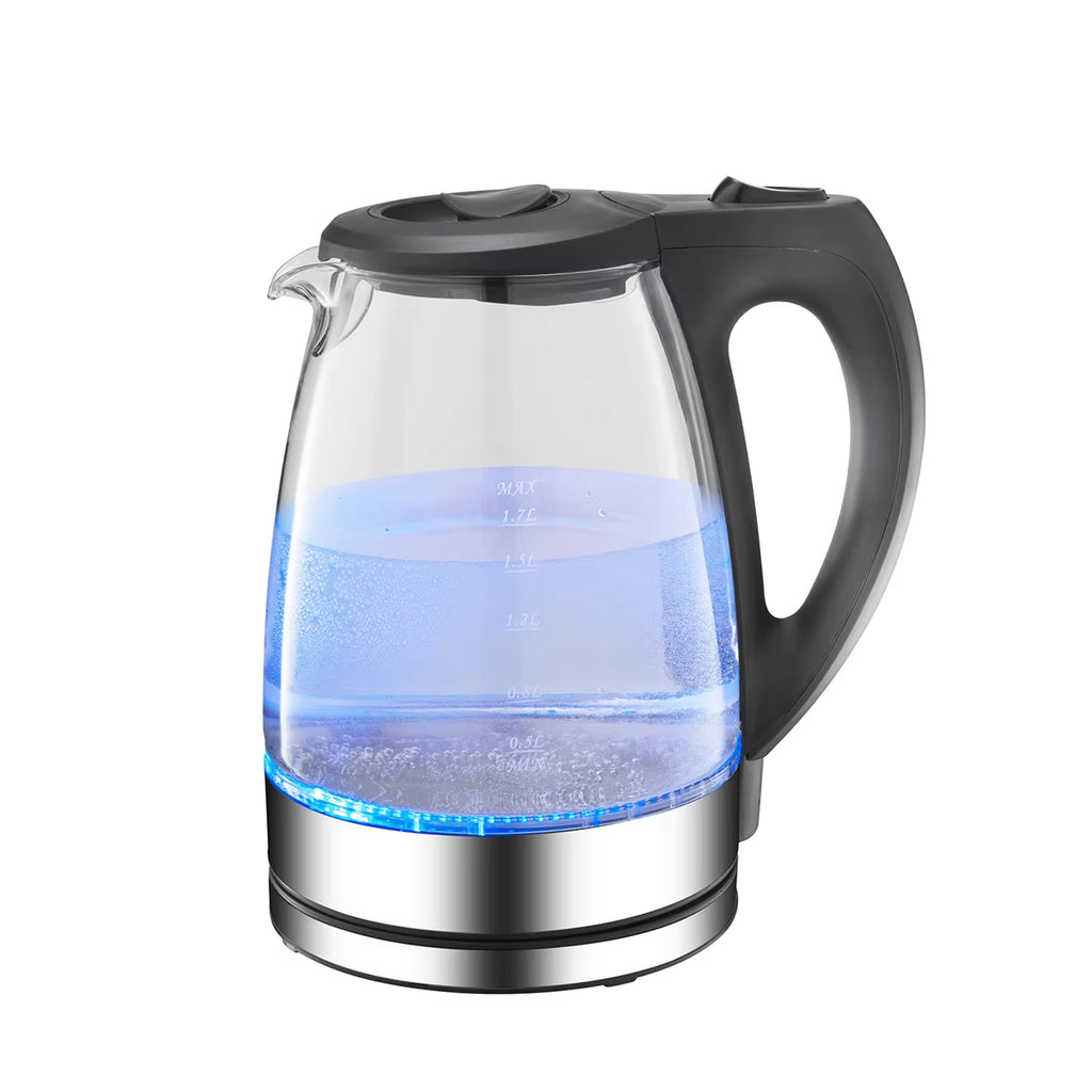 Pcs Blue Light Electric Glass Kettle With Auto Shut Off Function Stay Cool Handle Water Level Indicator Safety Boil Dry