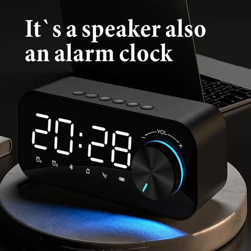 Soundbar with Clock Wireless Bluetooth Speaker Led Alarm Radio Music 5.0 Speakers Portable Bass LED USB TF Card Loudspeaker