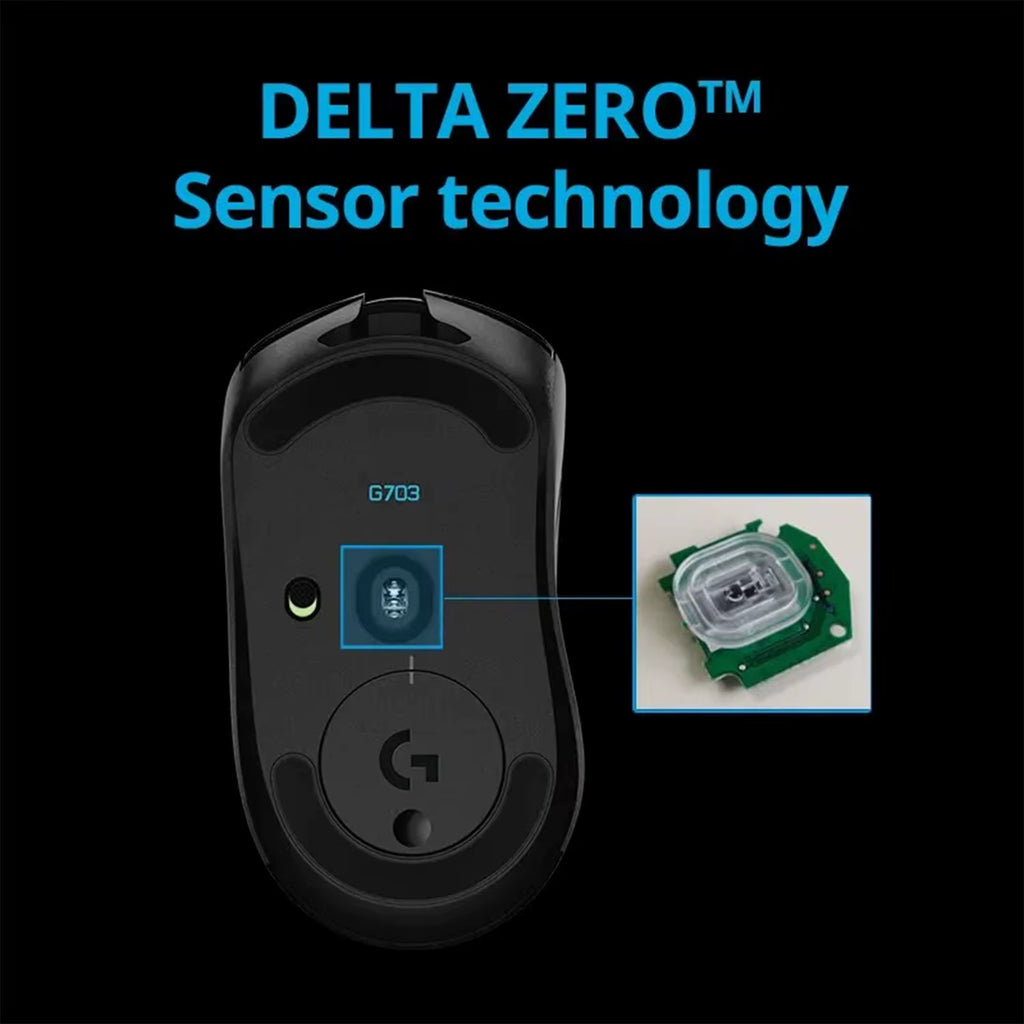 G703 HERO Sensor Gaming Mouse With 25600DPI Lightspeed Wireless Mice POWERPLAY Compatible for Windows Mac OS Chrome OS