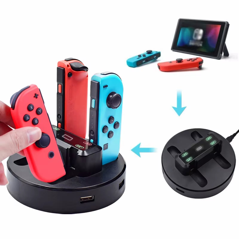 Portable Accessories For Nintendo Switch Controller Charger Dock Station For Switch Joycon Ac Adapter Support 4 Joy-con Charging