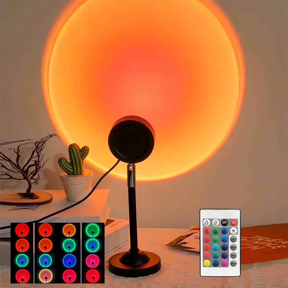 Sunset projection light remote control 16 color ambient night light, bedroom decoration background wall photography props