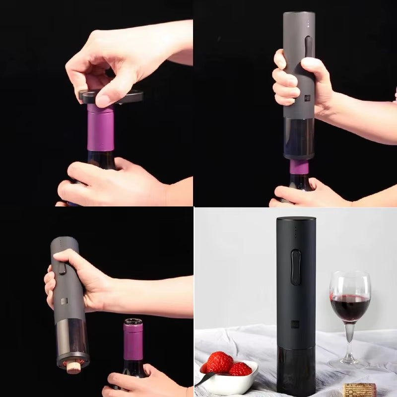 Original New Huohou Automatic Red Wine Bottle Opener Electric Corkscrew Foil Cutter Cork Out Tool 6S Open