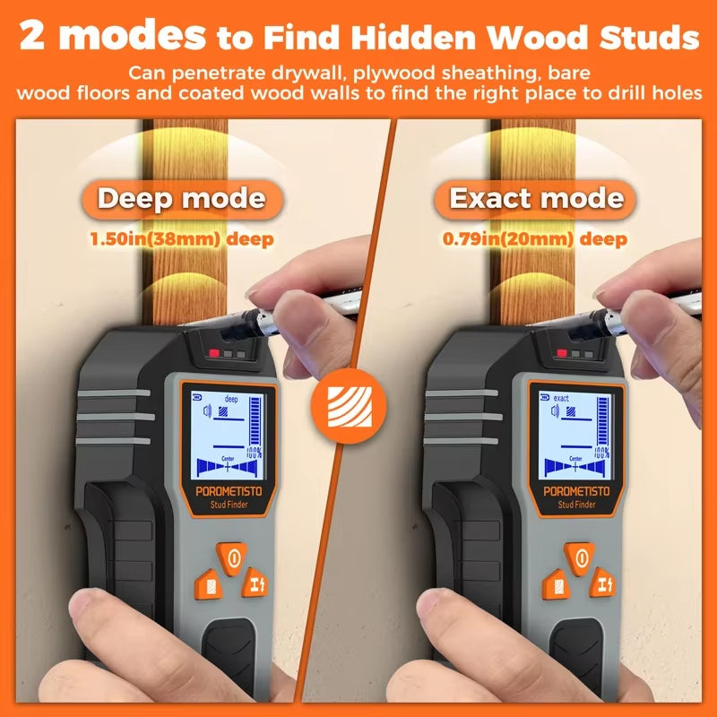 6in1 Stud Finder Wall Scanner Detector Multifunction Wall Scanner for AC Cable Wires Wood Metal Pipe Electronic Measuring Tools