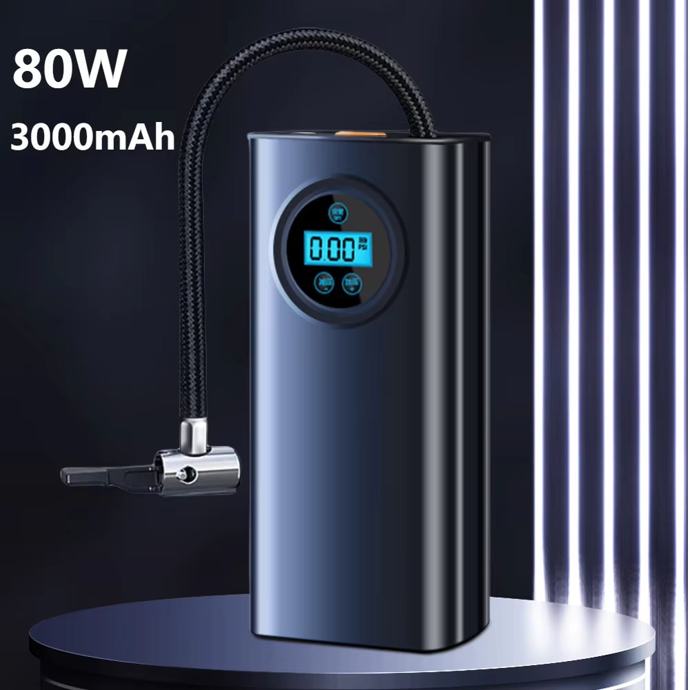 Car Tyre Inflator Rechargeable Quick Inflating Electric Tire Pump with Digital Pressure Gauge 1500mAh for Motorbike Auto Bicycle