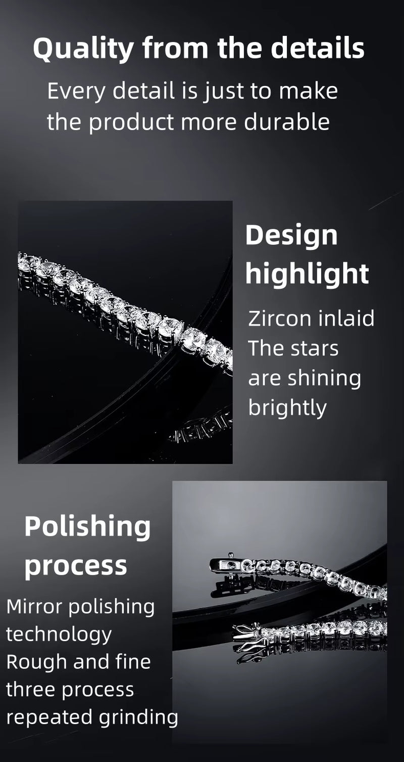 Factory price 925 silver plated 18K gold 4A grade Zircon tennis bracelet for men and women fashion personality exquisite jewelry