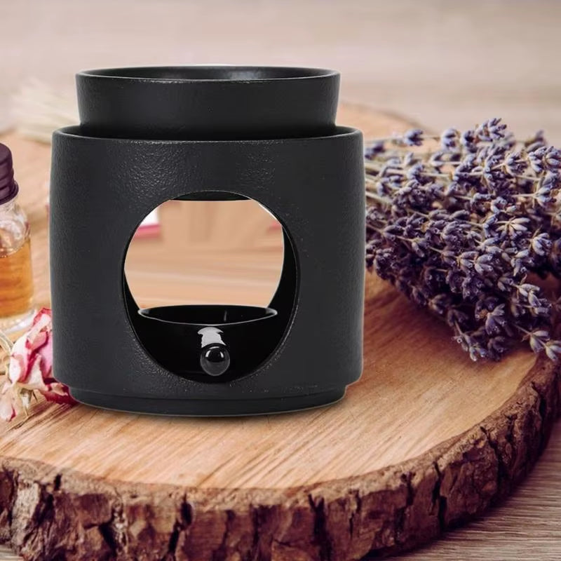 Cylinder Ceramics Essential Oil Burners Aromatherapies Lamp Fragrances Diffuser with Removable Bowl Tealight Spoon Set for Home