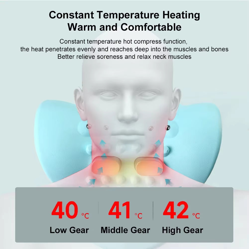 Electric Neck Stretcher EMS Pulse Cervical Traction Relax Smart Cervical Chiropractic Traction Pillow Vibration Massage Machine