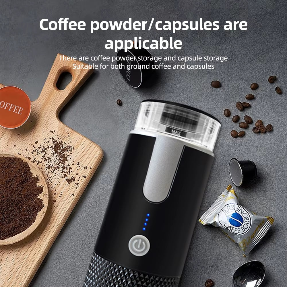 Portable Electric Espresso Coffee Machines 6oz Single Serve Mini Coffee Maker with Cup Coffee Powder and Capsule Bin 1200mAh
