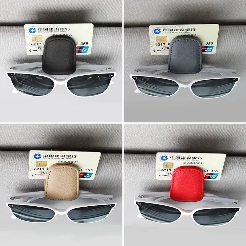 1Pcs Sunglasses Holder Is Suitable for Car Sunshades Magnetic Leather Sunglasses Clip and Ticket Clip Car Sunshade Accessories