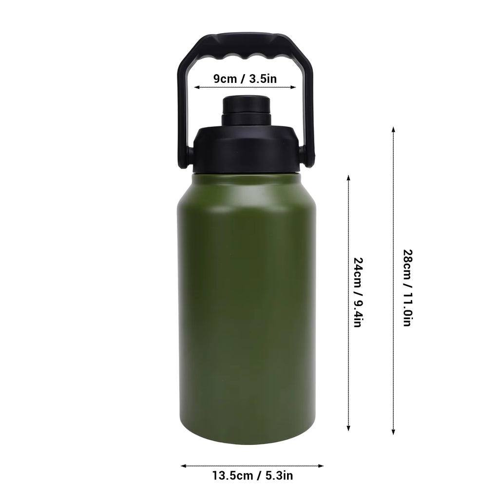 3L Insulated Water Bottle With Lid Handle 316 Stainless Steel Wide Mouth Thermal Mug Keep Cold 48H Hot 24H for Sports Gym