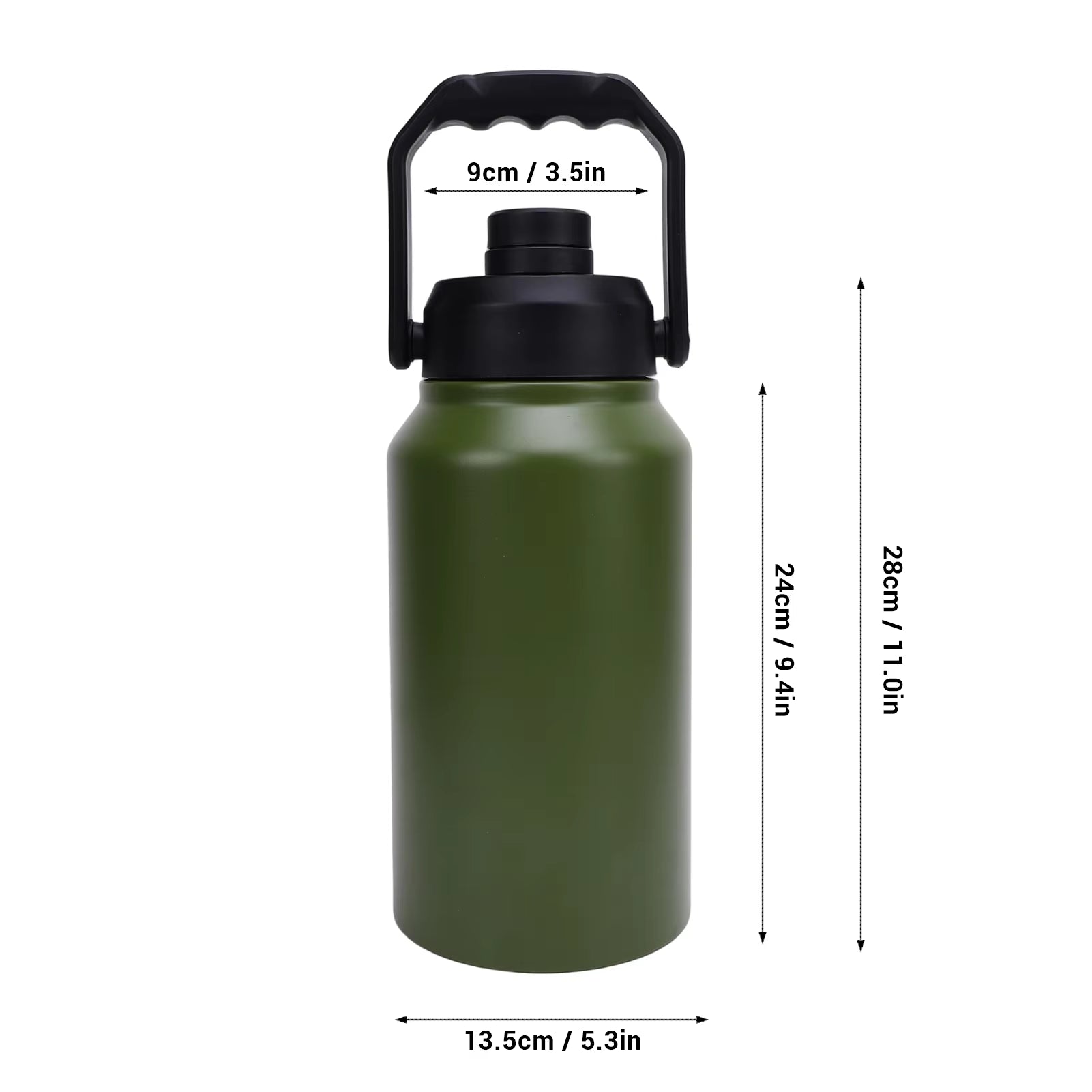 3L Insulated Water Bottle With Lid Handle 316 Stainless Steel Wide Mouth Thermal Mug Keep Cold 48H Hot 24H for Sports Gym