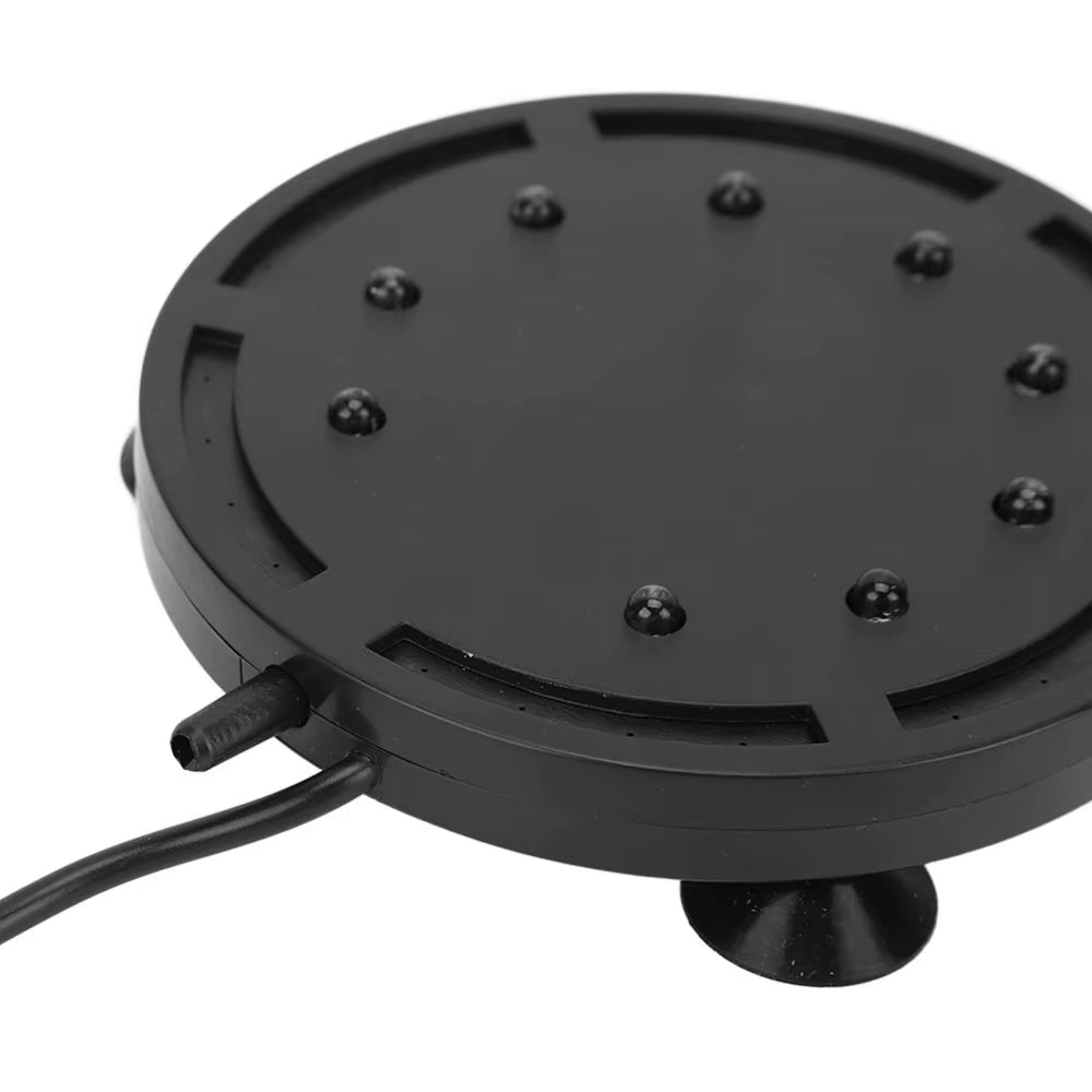 High Brightness Fish Tank Bubbler Light Submersible LED Lamp LED Aquarium Bubbler Light Disc Shape Black Aquarium Bubble Light