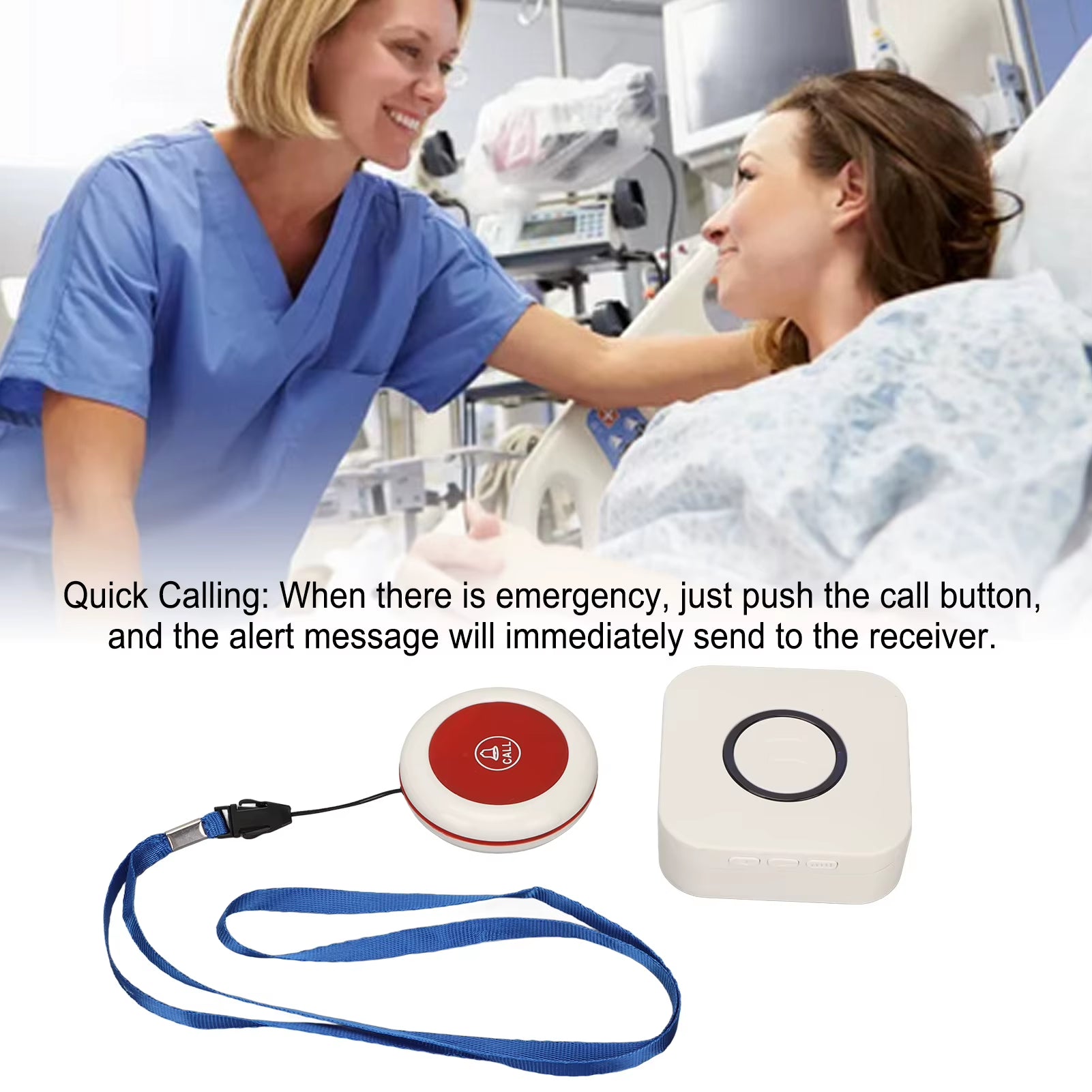 Caregiver Pager Wireless Nurse Call System Alert Button Long Distant for Home Hospital