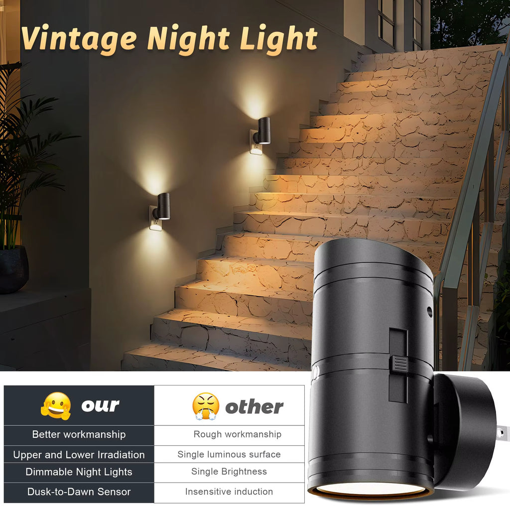 LED Night Light Plug In Smart Photosensor Light Dimmable Wall Lamp for Home Aisle WC Hallway Stair Kitchen Bedroom Night Lamp