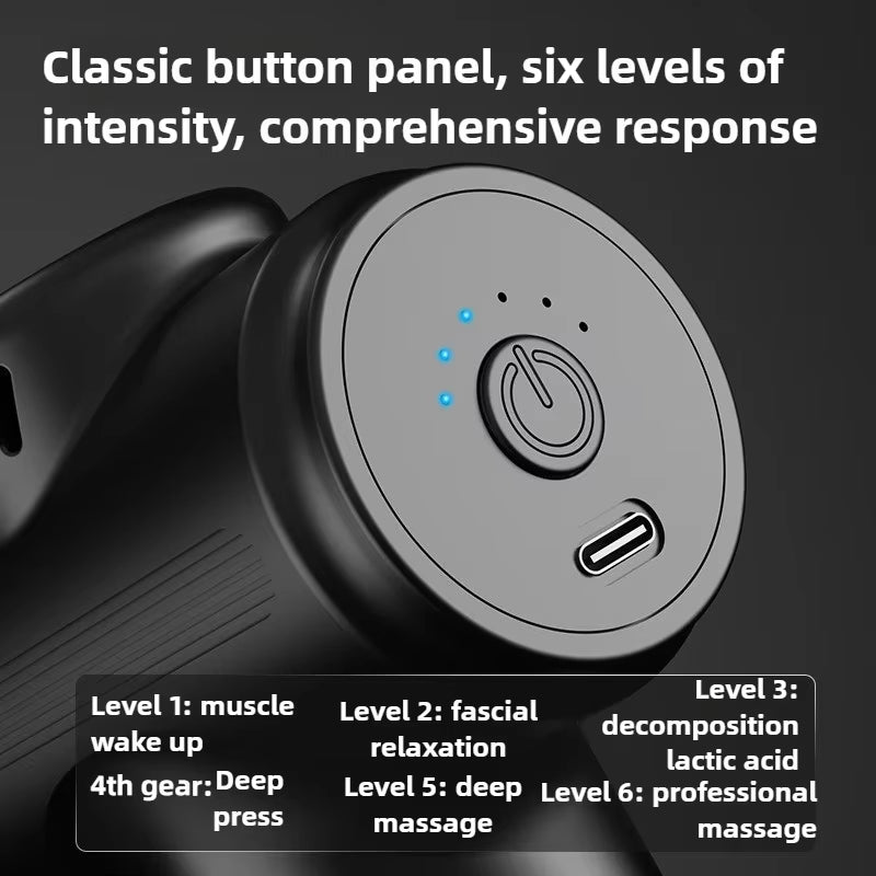 New 8Head Type-c Mini Massage Gun Fascia Machine Muscle Relaxation Vibrating Gun Rod Massage Fitness Tool Muscle Massager Gun