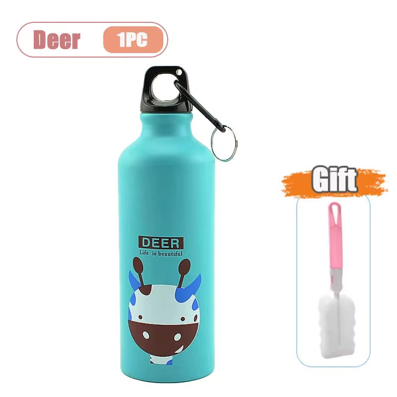 500ML Cartoon Aluminum Water Bottle Cute Animal Print  Stainless Steel Water Bottle with Lid Insulated Mug Coffee Mug