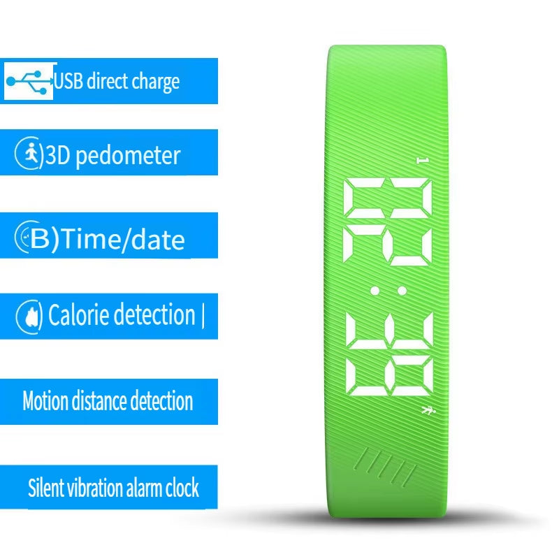 LED Digital Smart Bracelet Vibrating Alarm Clock Waterproof Clock Smart Bracelet with Running Pedometer Monitoring Smart Bracele