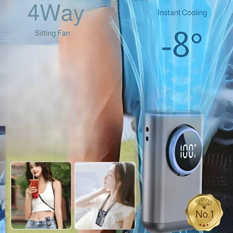 Hanging Neck Fan 3-in-1 Portable Fan Handheld Waist-hanging Neck Fan  Digital Display 100 Levels Aluminum Backpack Handheld Fan