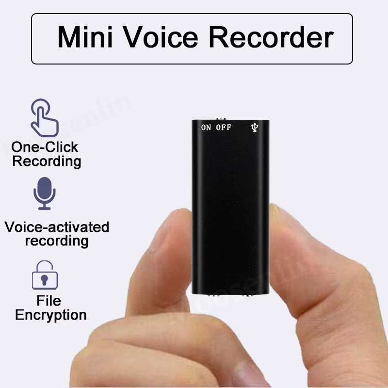 8GB Ultra-Thin Mini Voice Recorder Digtal Professional Sound Activated Dictaphone Noise Reduce Record encrypt documen MP3 Player