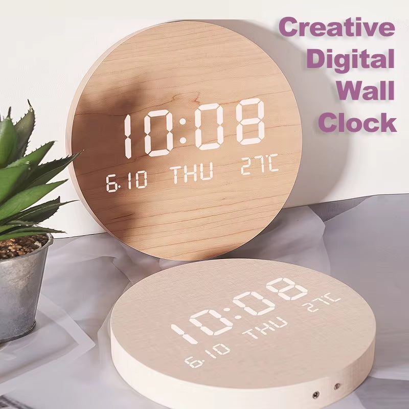 Simple Digital Wall Clock Temp Date Multi-function Display Large Screen LED Mute Clock Home Decor Living Room Decorative Clock