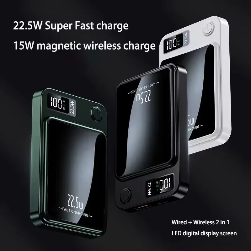200000mAh Wireless Magnetic Power Bank 22.5W Fast Charging Portable External Battery PowerBank for iPhone Sumsang