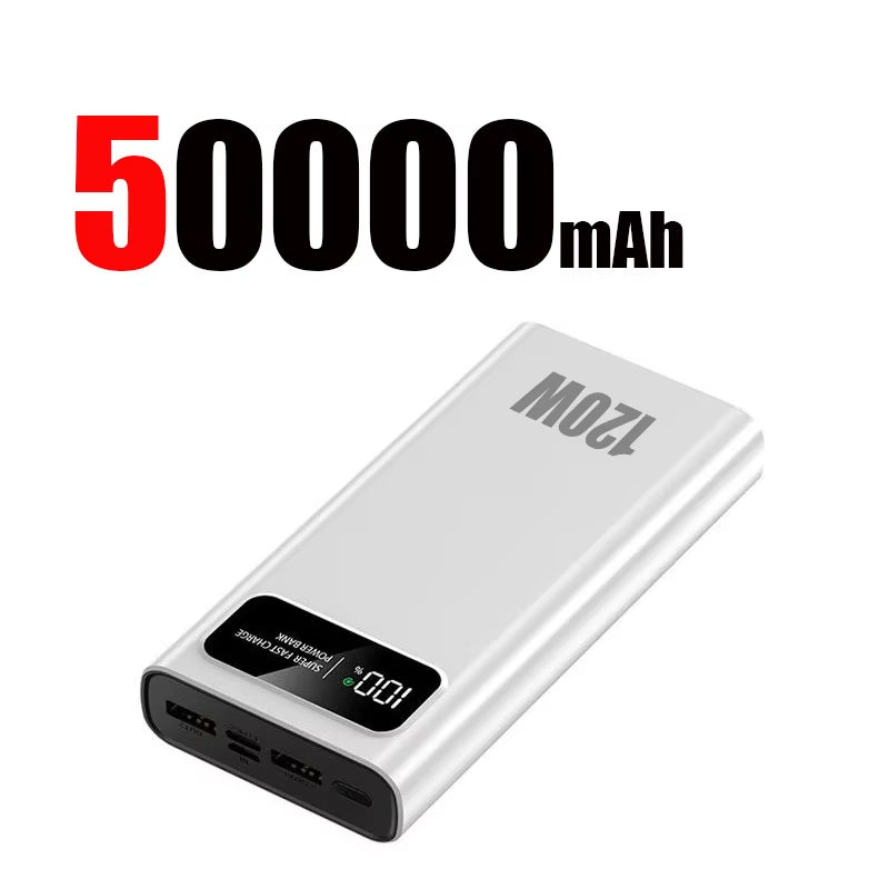 120W 200000mAh Power Bank Super Fast Charging Battery High Capacity Digital Display Power Bank For iPhone Samsung Huawei