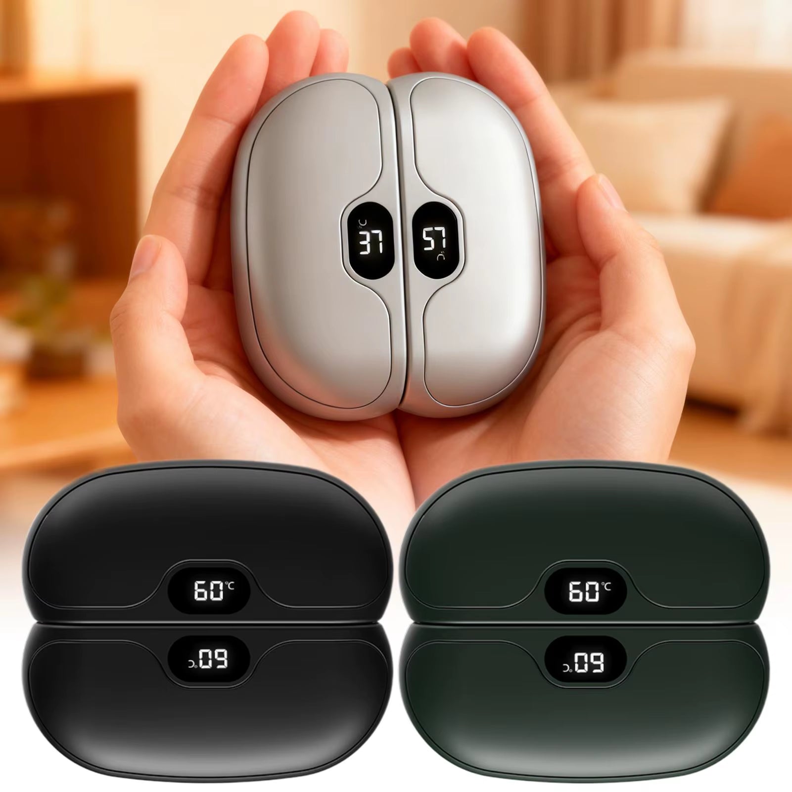 Magnetic Hand Warmers 5 Gear LED Status Display Warming Device Electric Hand Warmers Rechargeable For Family Friends Hiking