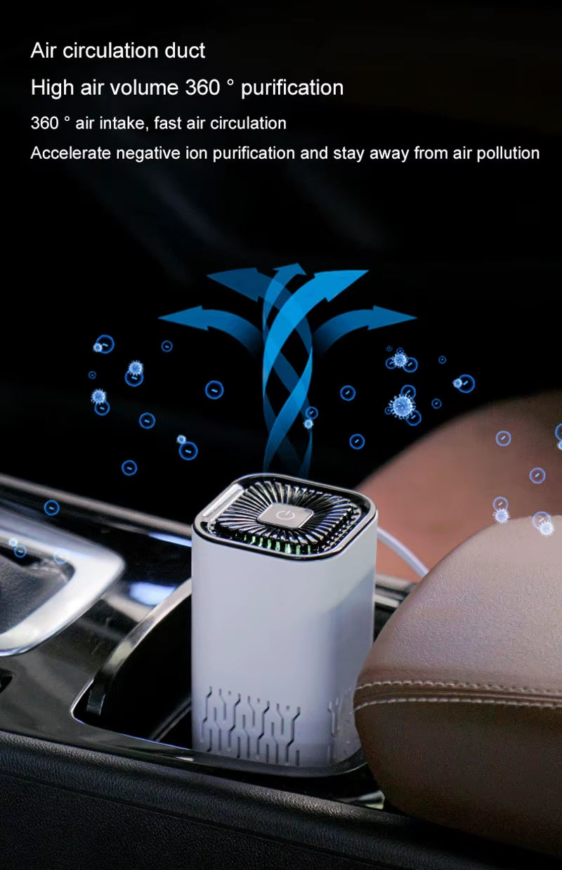 MINI HEPA Air Purifier Remove Smoke Odor Formaldehyde Negative Ion Air Cleaner for Car Bedroom Aromatherapy Purification