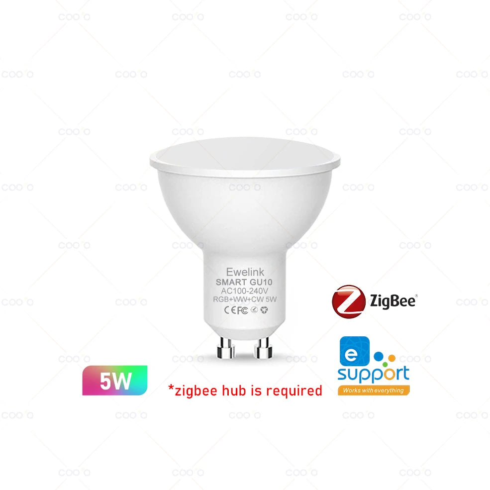 Smart WiFi Zigbee LED Light Bulb Dimmable E27 E14 GU10 RGBCW 3000-6000K LED Candle Lamp For Ewelink APP Alexa Google Home Yandex