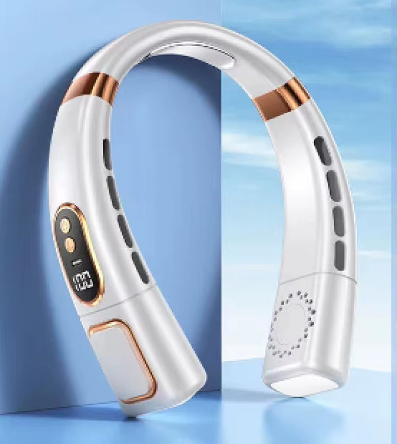 Hanging Neck Fan USB Charging Ice Porcelain Cooling Hanging Neck Fan 360-degree Air Flow Intelligent Digital Display Lighting